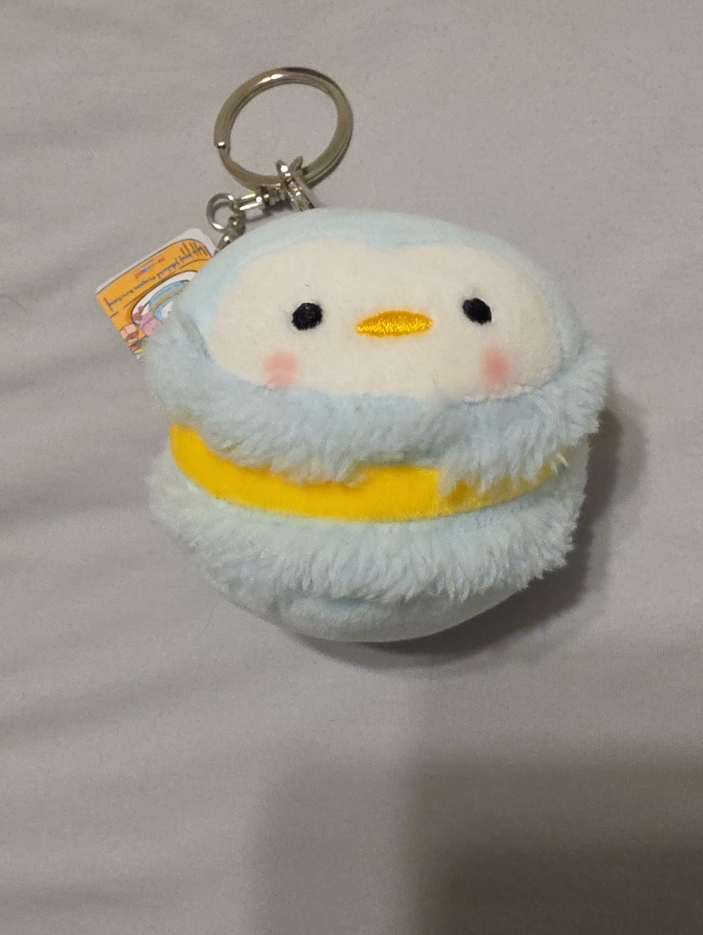 Plush Blue Chick Keychain with Yellow Accent - Cute Accessory